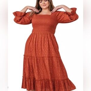 JessaKae Carefree Rust Terracotta Midi Dress